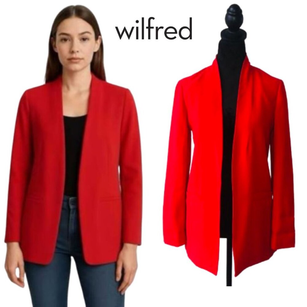 Wilfred Solaina Blazer Open Drapey Office Crepe Jacket Goji Berry Red Size XXS